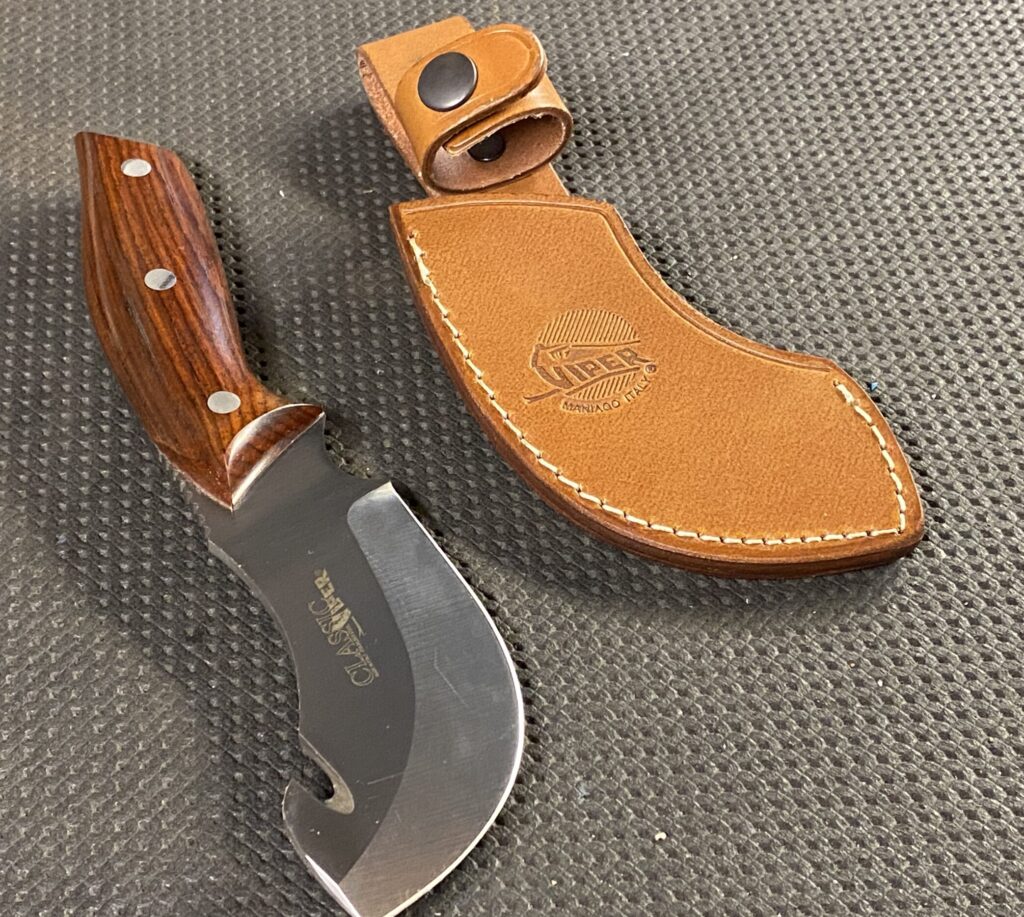 Coltello Da Caccia Rite Edge Lama Fissa, Manico Legno Verde, Fodero Incluso